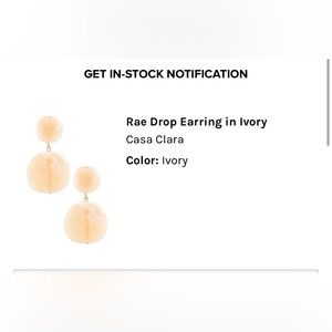Rae Drop Earring Ivory color by casa Clara
